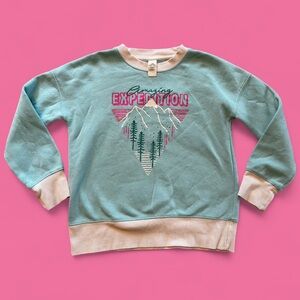 Unisex Kids Adventure Sweatshirt - Blue & Cream